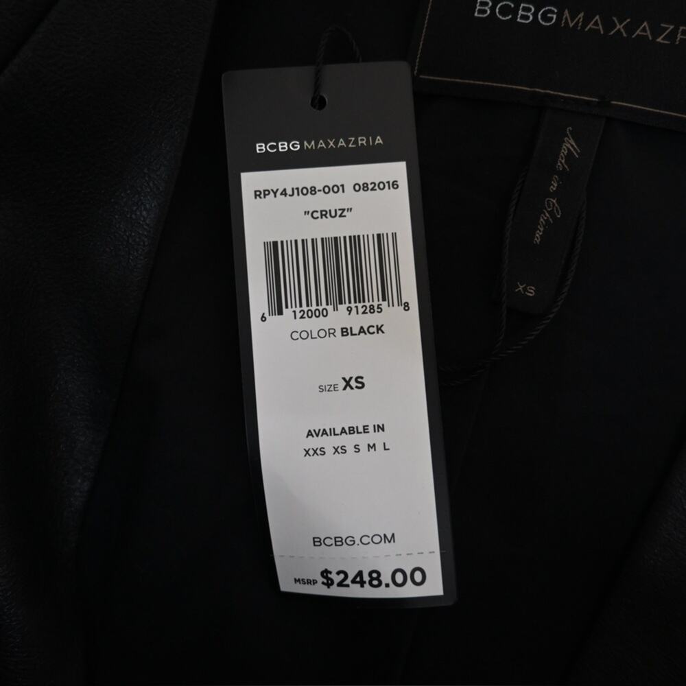BCBGMAXAZRIA Womens XS Cruz Faux Leather Lined Blazer in Black NEW - Picture 11 of 13